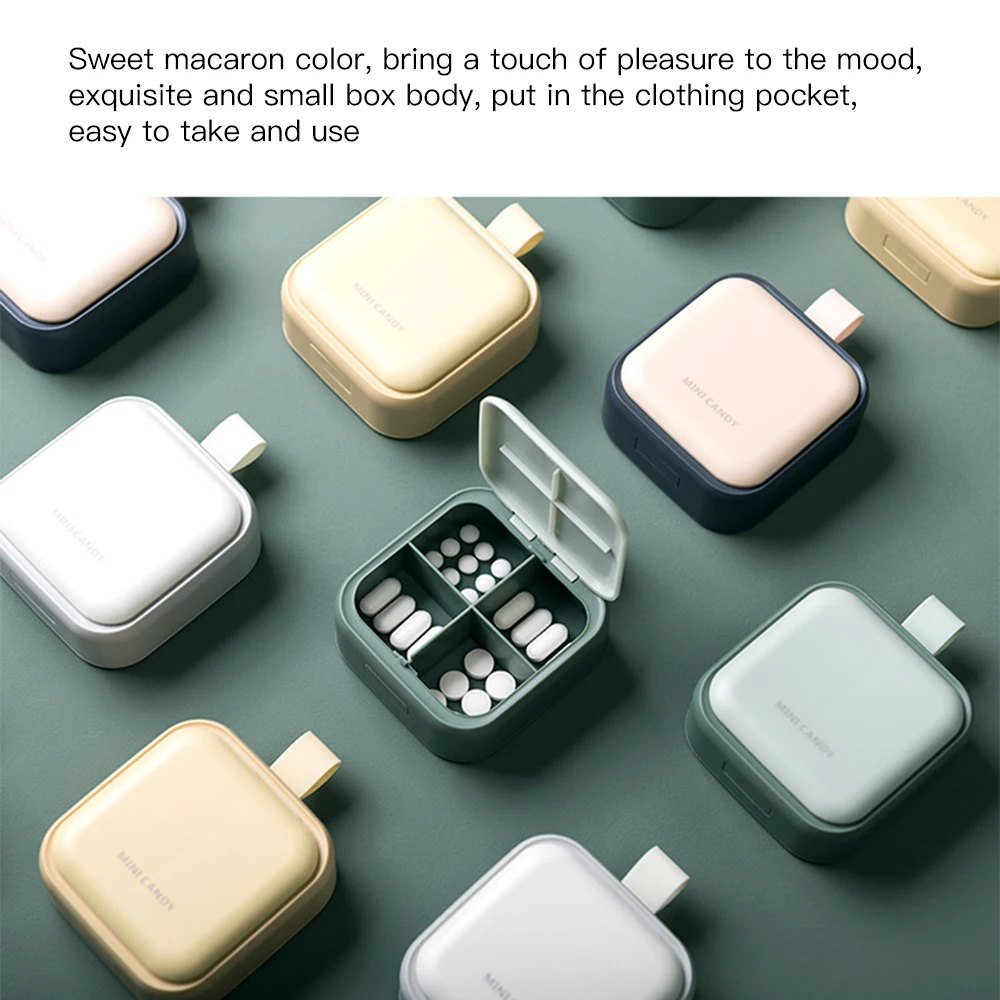 

Small Pill Box Portable Mini Pill Storage Box Multi Cell Waterproof Morning and Night Medicine Cutter Pill Box Carry It With You