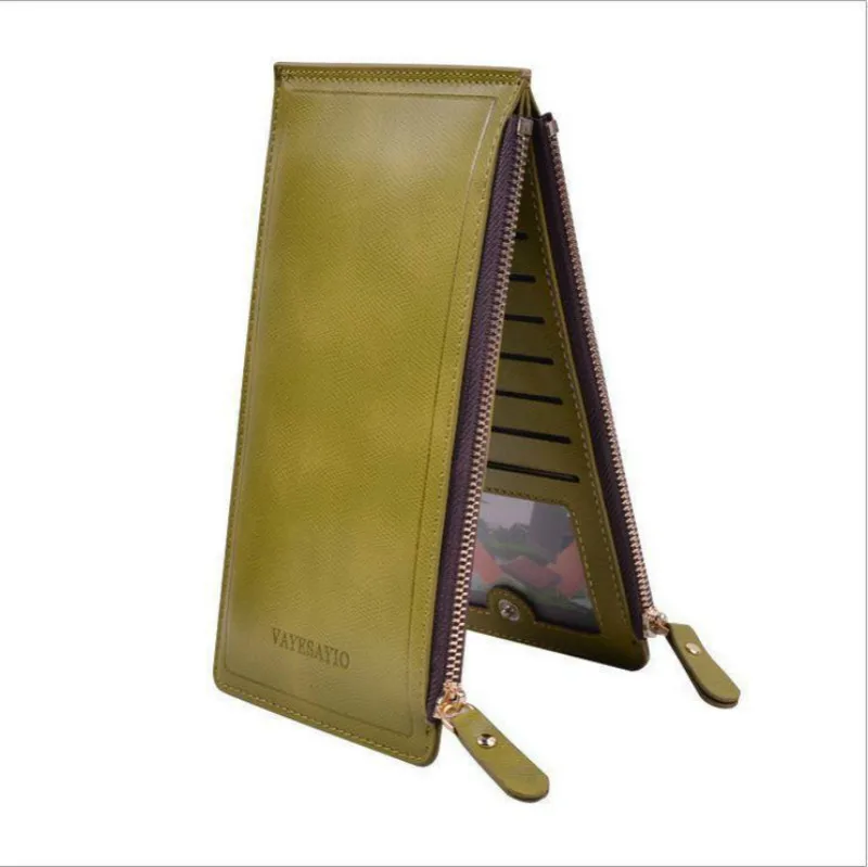 

Fashion Women Wallet Purse Pu Leather Black Blue Zipper Ultra-large Long Thin Purse Cards Holder Lady Clutch Handbag