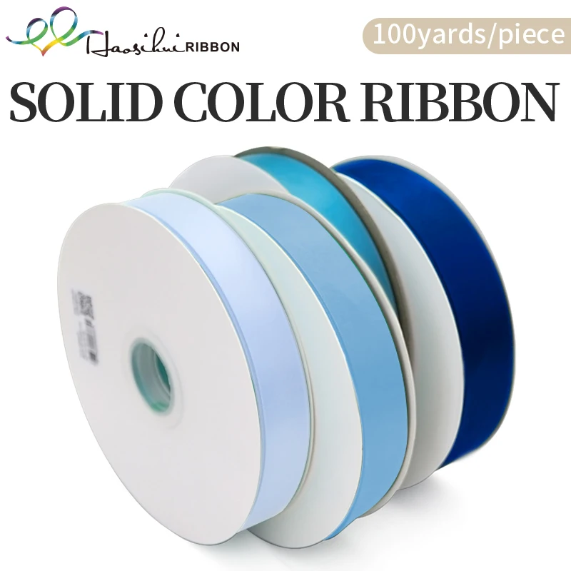 

HAOSIHUI 100 Yards/lot 38 51 64 75 100 mm Satin Ribbon Handmade DIY Bow Craft Wedding Party Decoration Gift Packaging