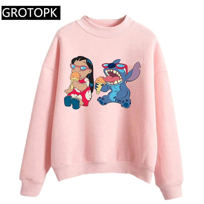 Женская модная толстовка с капюшоном Lilo Stitch Harajuku Kawaii, толстовки с милым рисунком, женские повседневные толстовки с принтом, милые повседневные топы