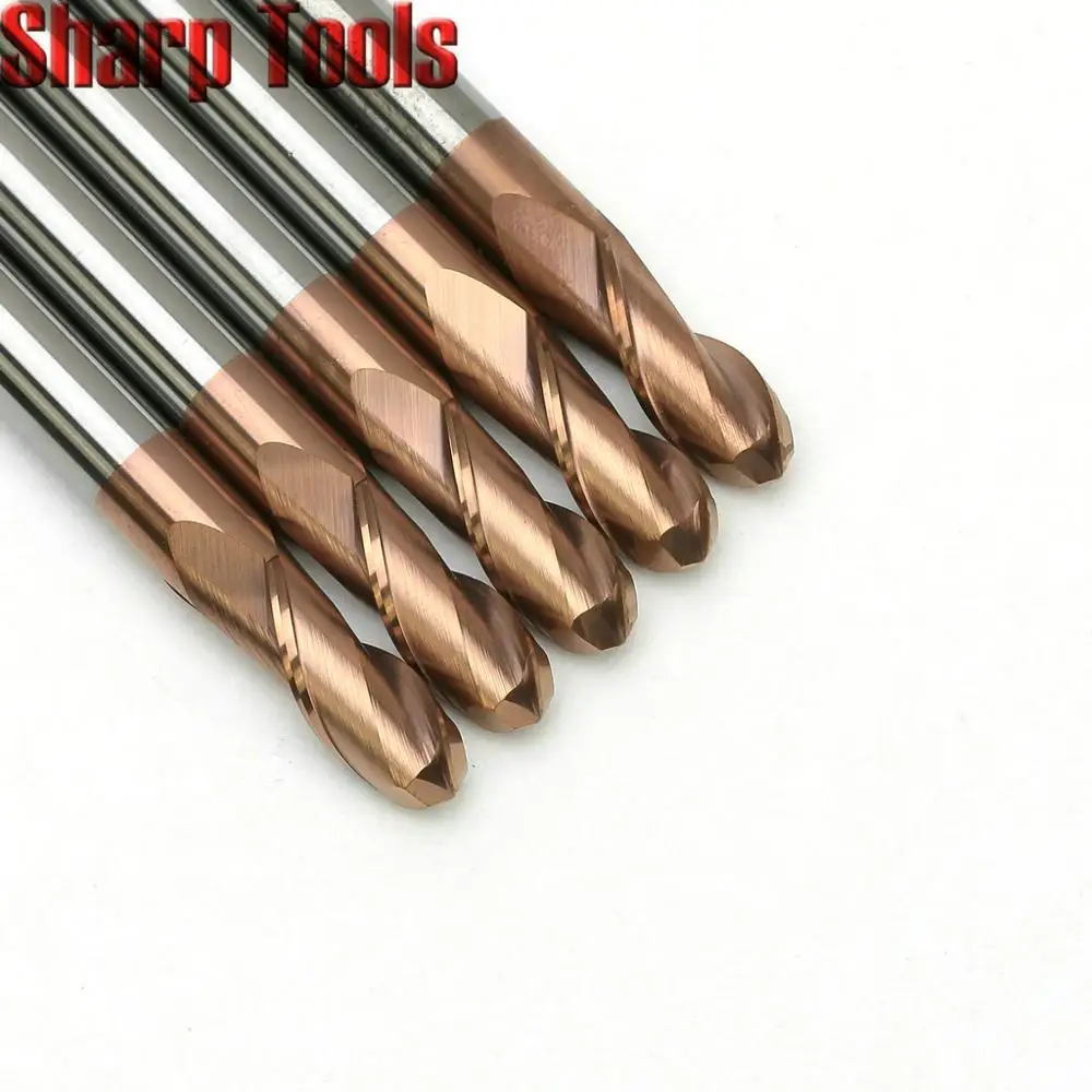 

10mm 2 Flute Ball Nose End Mill CNC Bit Router Cutter HRC55 Tungsten Carbide Tools for Steel Metal Face Milling Slotting Profile