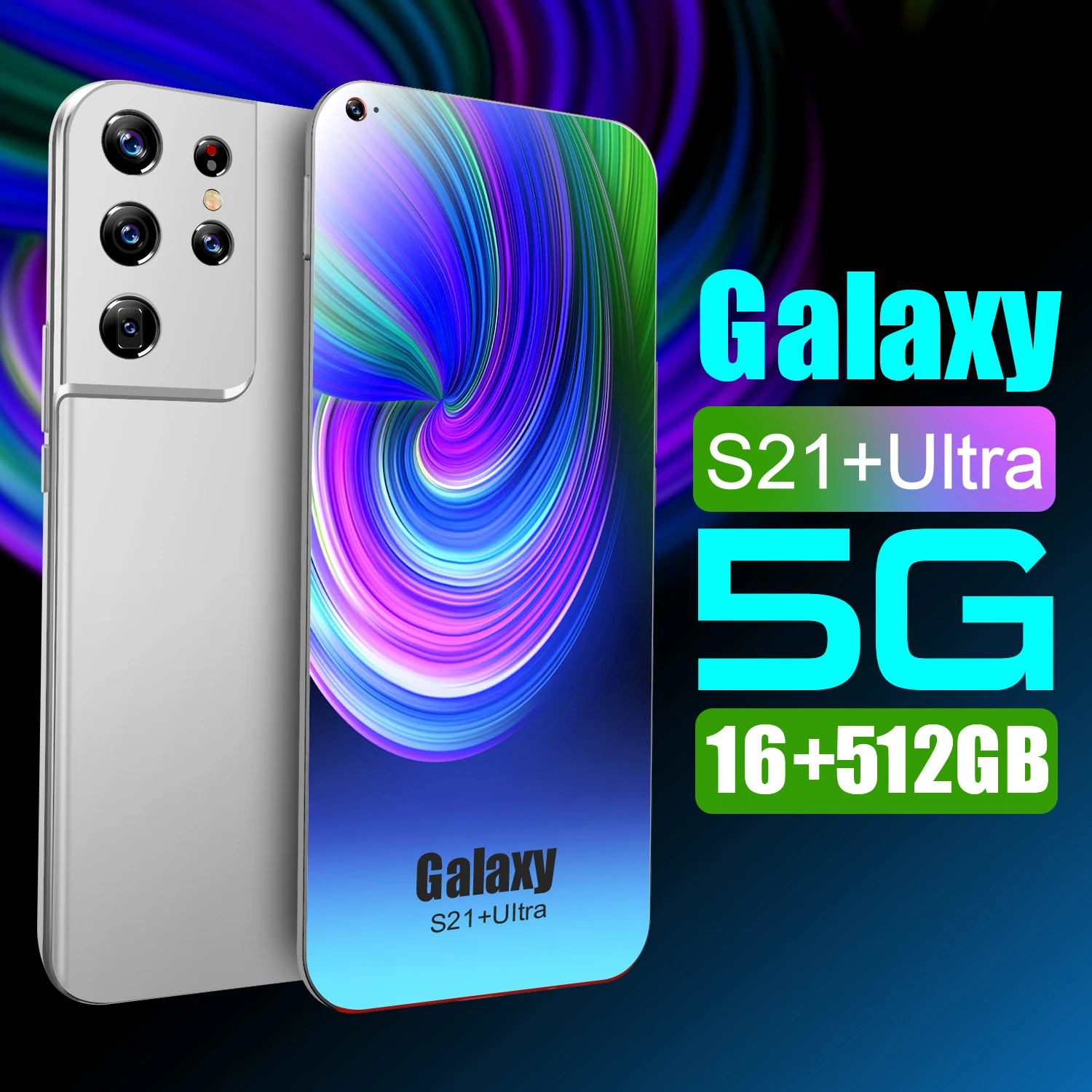 S21 Ultra-Tel&eacute;fono M&oacute;vil Inteligente, smartphone con pantalla de 7,3 pulgadas, 24 + 48MP, Android 10 Core, MTK6889, SIM Dual, 4G, LTE, 5G, 6800mAh-0