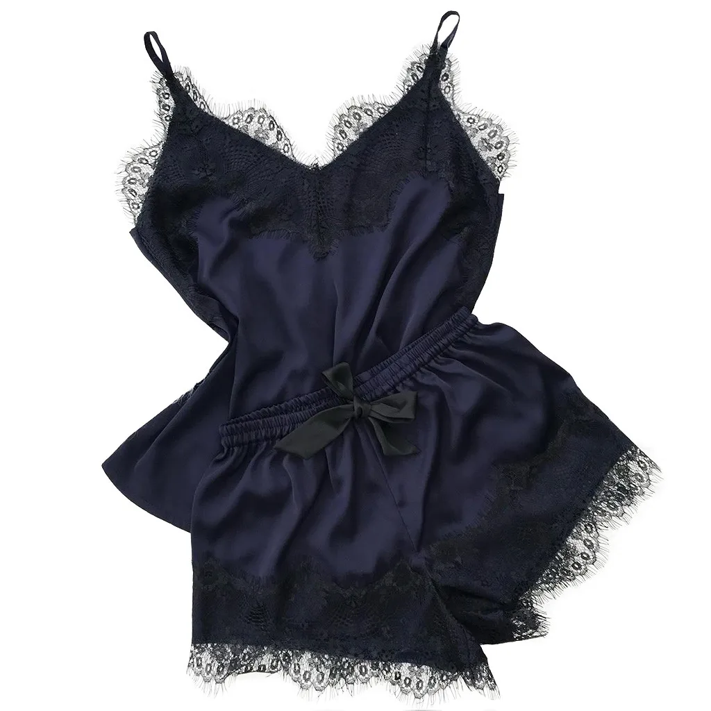 Оптовая продажа пижамы женские кружевные сексуальные атласные на подтяжках