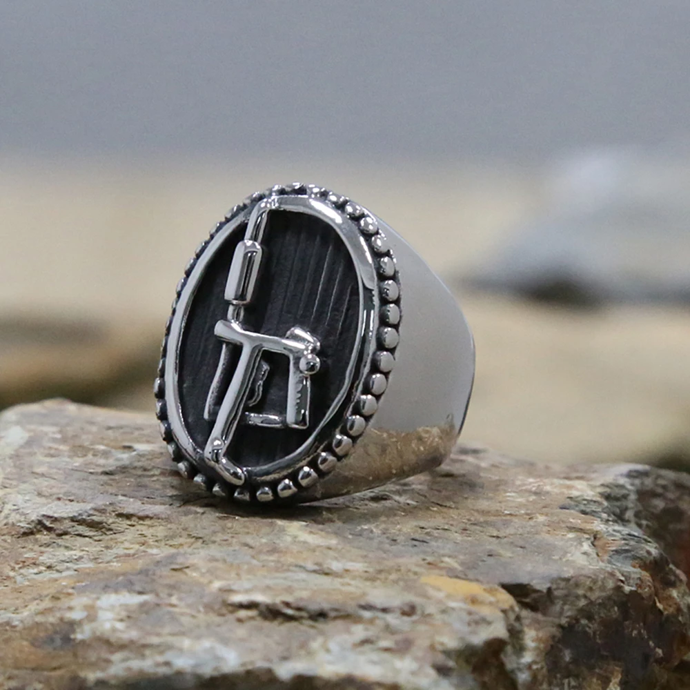 CFBulongs Личность ретро Татуировка Машина кольцо Прохладный Нержавеющая сталь