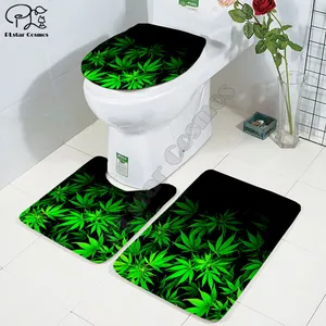 cartoon funny weed 3d printed bathroom pedestal rug lid toilet cover bath mat set drop shipping style 3 free global shipping