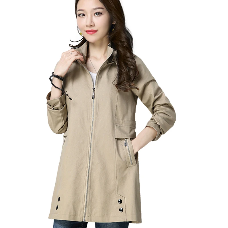 

2021 New Spring Cotton Women's Windbreaker Jacket Fashion Detachable Cap Waist Slim Slimming Top Broadcloth