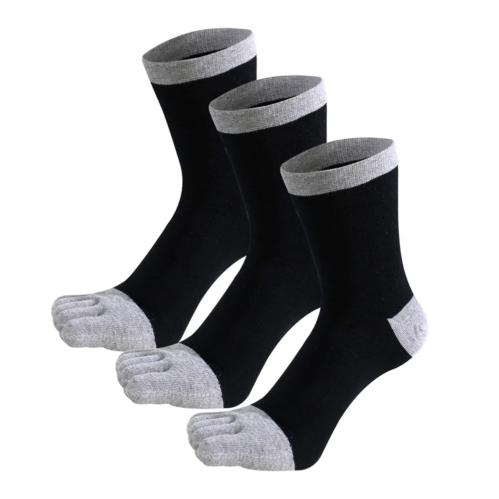 01 3 пар/лот, высококачественные мужские носки с пятью пальцами, хлопковые носки, теплые осенне-зимние носки с круглым вырезом, дышащие длинные носки, размер 39-44 - Цвет: 01