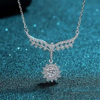 luxury 925 sterling silver 0 5ct d color vvs1 moissanite wings pendant necklace fine jewelry plated white gold charm neckalces