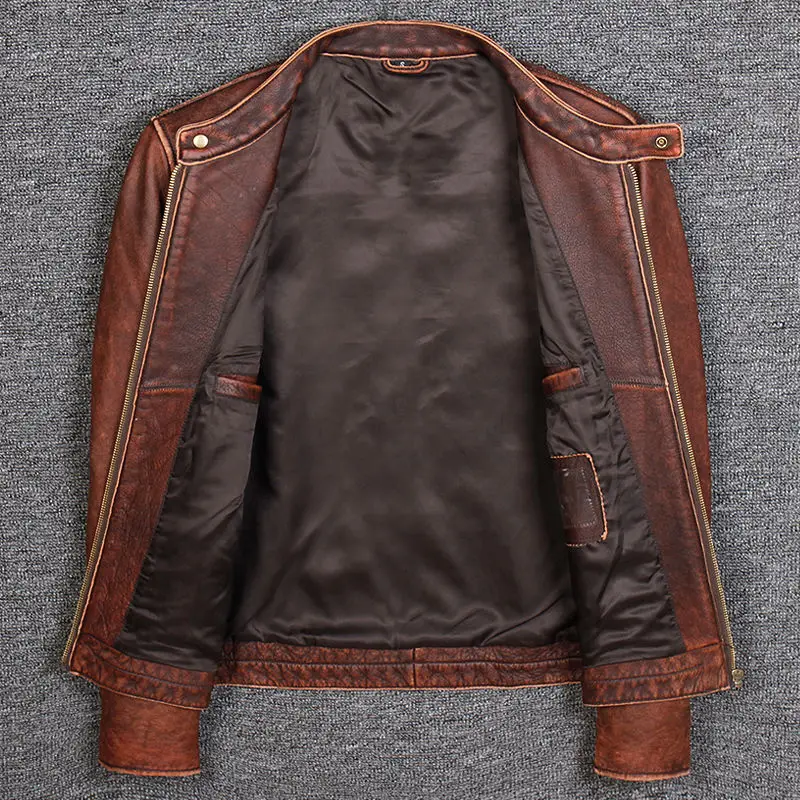 Мужская короткая куртка из натуральной телячьей кожи на осень/зиму | одежда