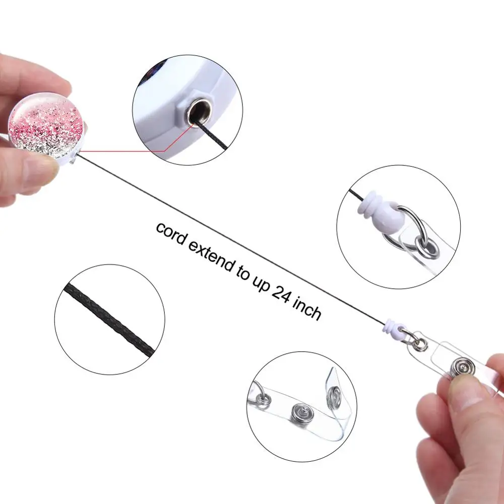 3pcs/set 360 Degree Rotation Badge Reel Retractable Doctor Nurse Brooches Carabiner with Alligator Clip On ID Card Holders | Украшения и