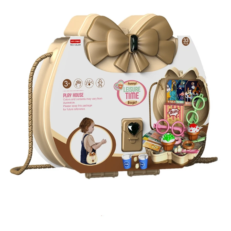 

Dessert Toy Set Children Play House Toy Kit Food Set Role-Playing Shoulder Bag Play House Toy for 3 Year Olds