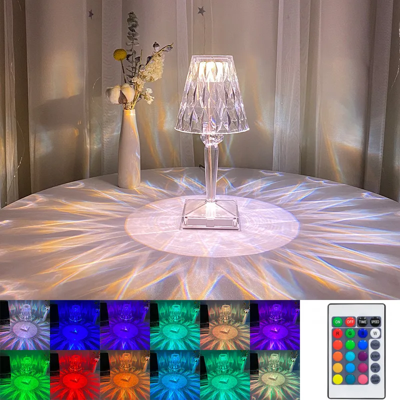 

16 Color Changing Diamond Table lamp USB Remote Night Lights for Bedroom Living Room Christmas Decor Atmosphere Desk lamps Gift