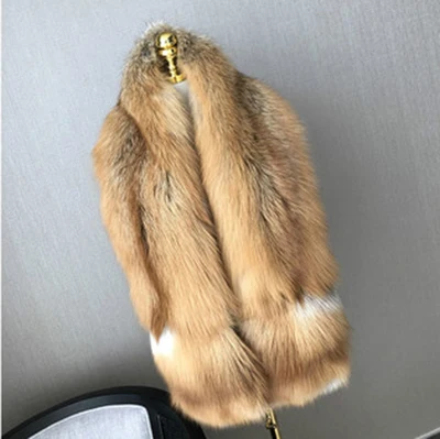 natural red fox MS.MinShu шарф из лисьего меха роскошный большой шарф из лисьего меха натуральный меховой Палантин из натурального Лисьего меха шаль с карманами модное вечернее платье - Цвет: natural red fox