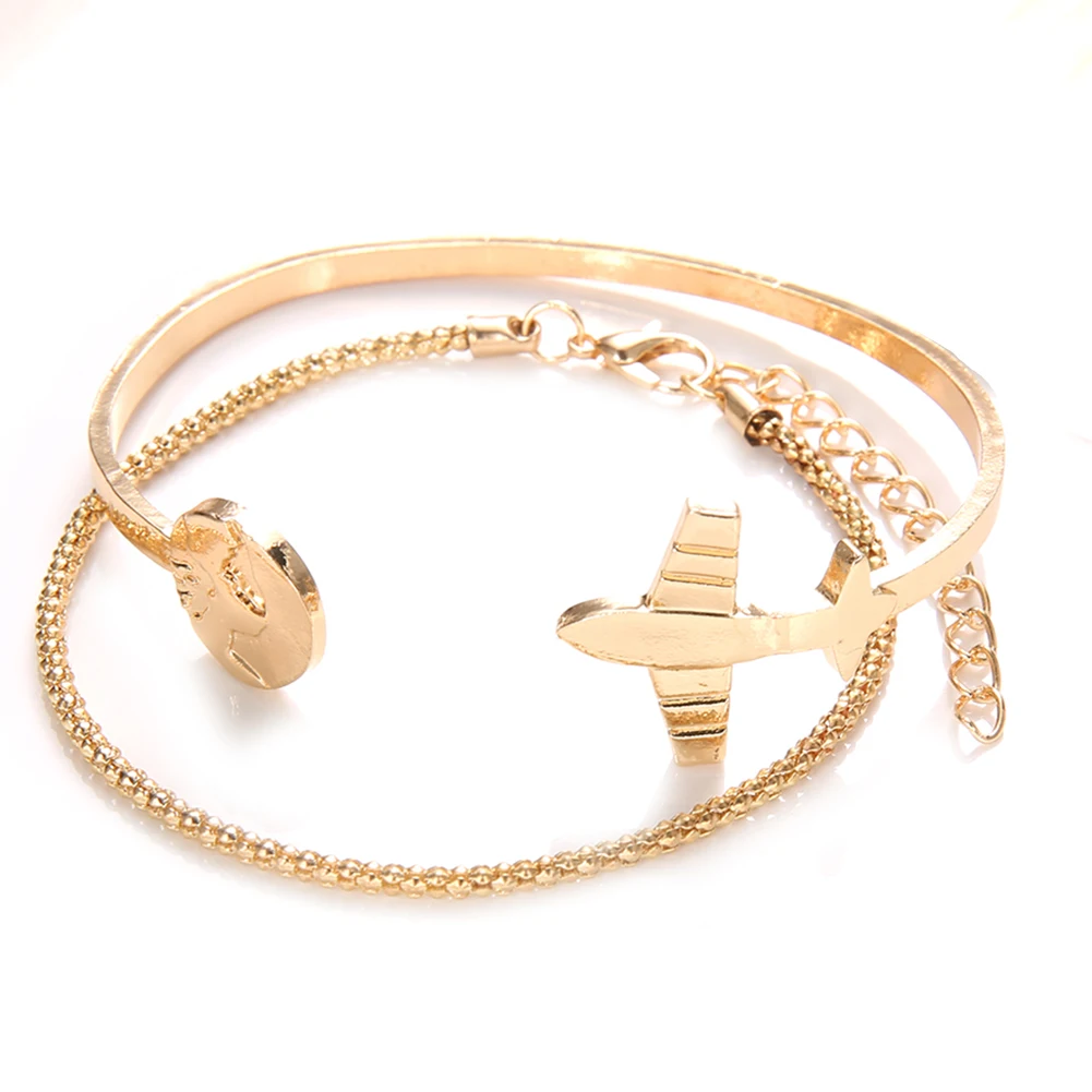 Модный 2 шт./компл. женский браслет на запястье с изображением карты самолета