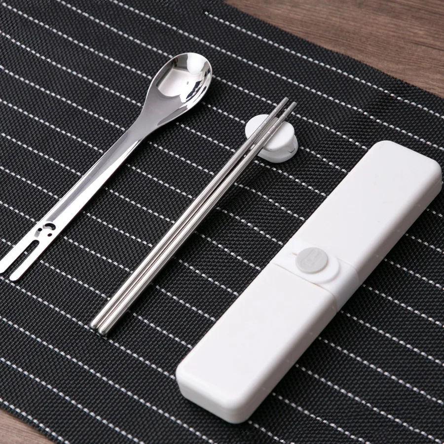 Портативный набор столовых приборов из нержавеющей стали мультфильм дети