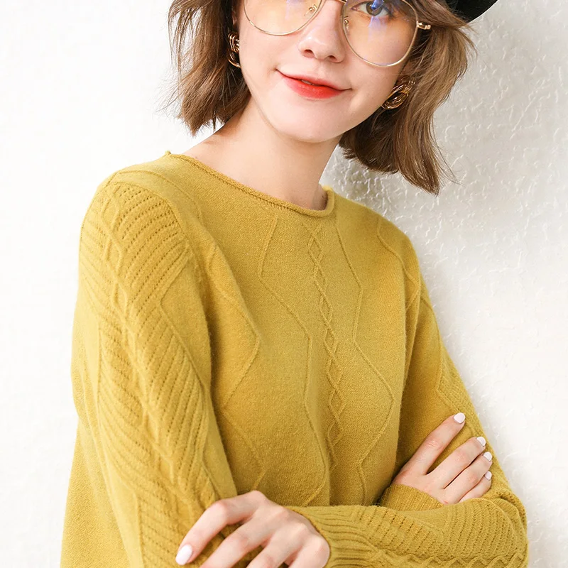

adohon 2021 woman winter 100% Cashmere sweaters and autumn knitted Pullovers High Quality Warm Female thickening O-neck
