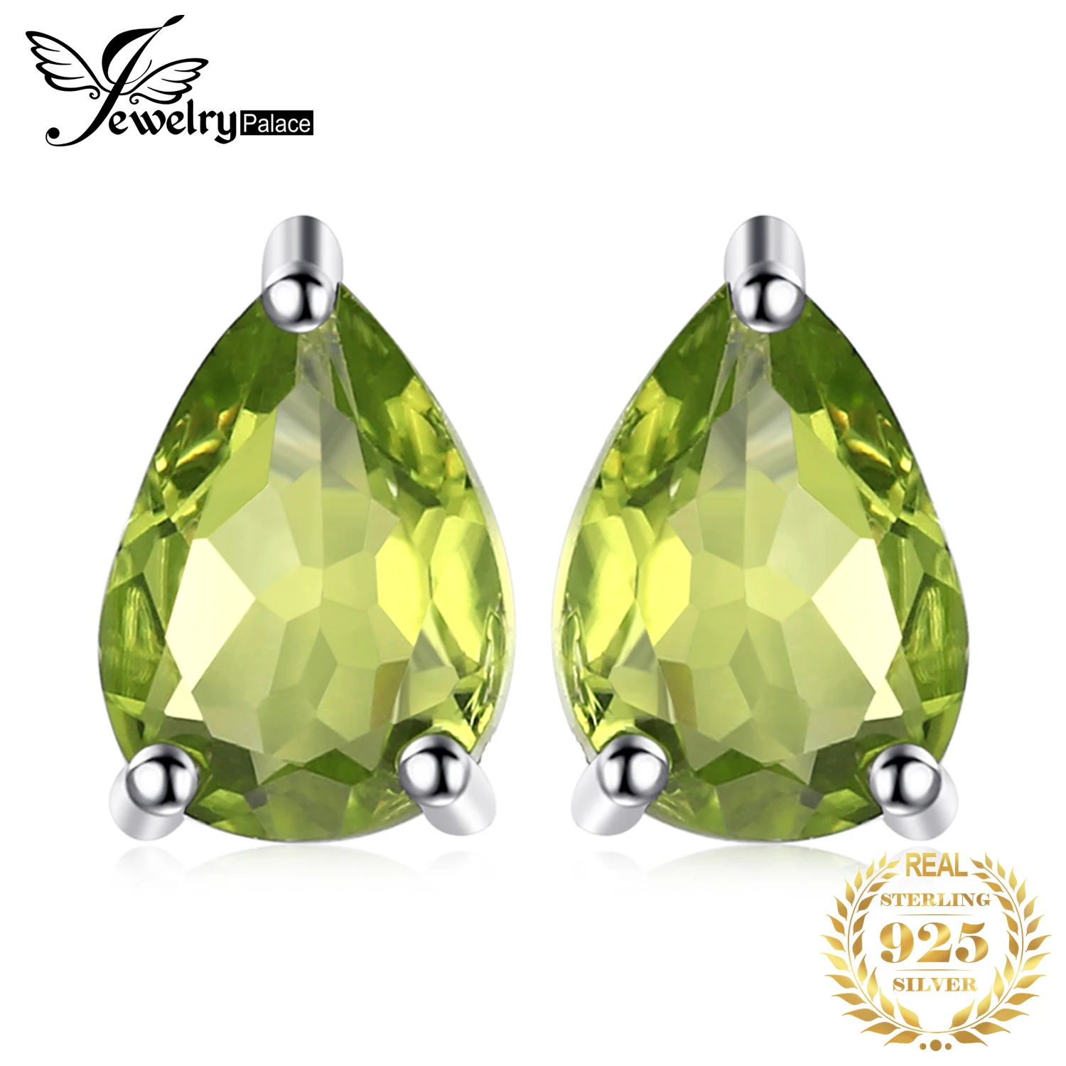Jewelrypalace капли воды 1.6ct Природные Перидот Серьги-гвоздики реального Чистая стерлингового серебра 925 модные женские туфли Jewelry новое поступление