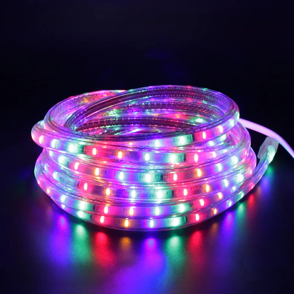 Waterproof Led Strip RGB Light 220V Flexible Holiday Lighting String Home Decoration Ribbon Tape Lamp + 8 Modes Controller | Лампы и