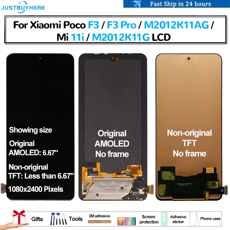

Original AMOLED For Xiaomi Poco F3 F3 Pro For Xiaomi Mi 11i Pantalla lcd Display Touch Panel Screen Digitizer Assembly TFT Parts