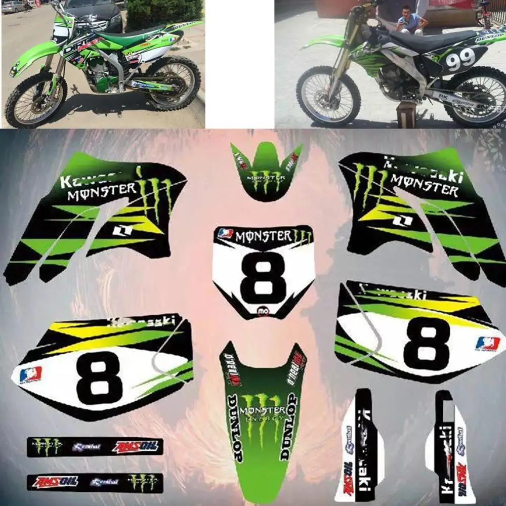Мотоцикл фоновая наклейка s Команда графическая звезда наклейка для Kawasaki KX250F KXF 250 KXF250 2006 2007 2008 наклейка Kawasaki - Цвет: as shown