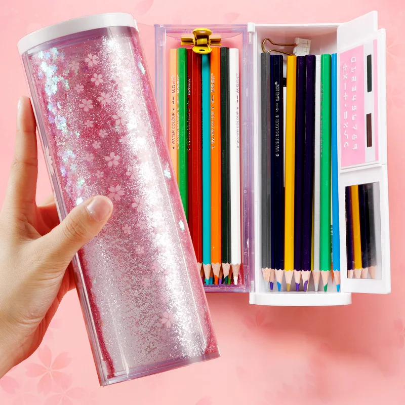 Чехол для карандашей с зыбучим песком Цилиндрическая Коробка канцелярских