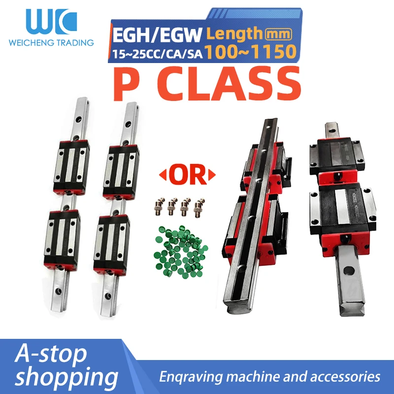 

2pcs 100-1150mm P Class EGR15 EGH20 EGH25 Square Linear Guide Rail Slide BlockS Carriages 4pcs CNC Router Engraving