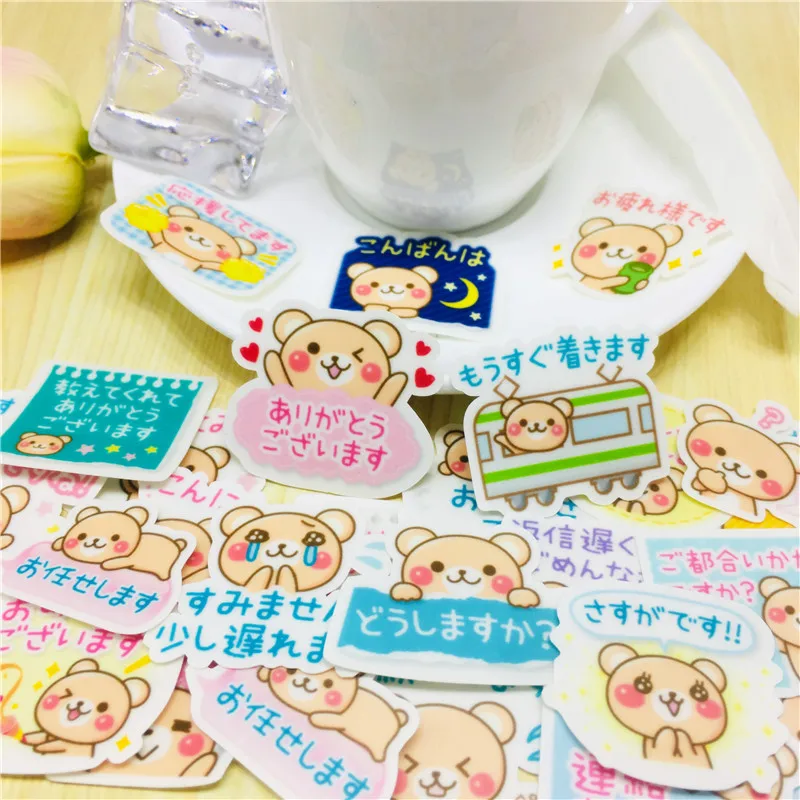 40 шт./лот мультяшный милый медведь бумажная наклейка для телефона автомобильный