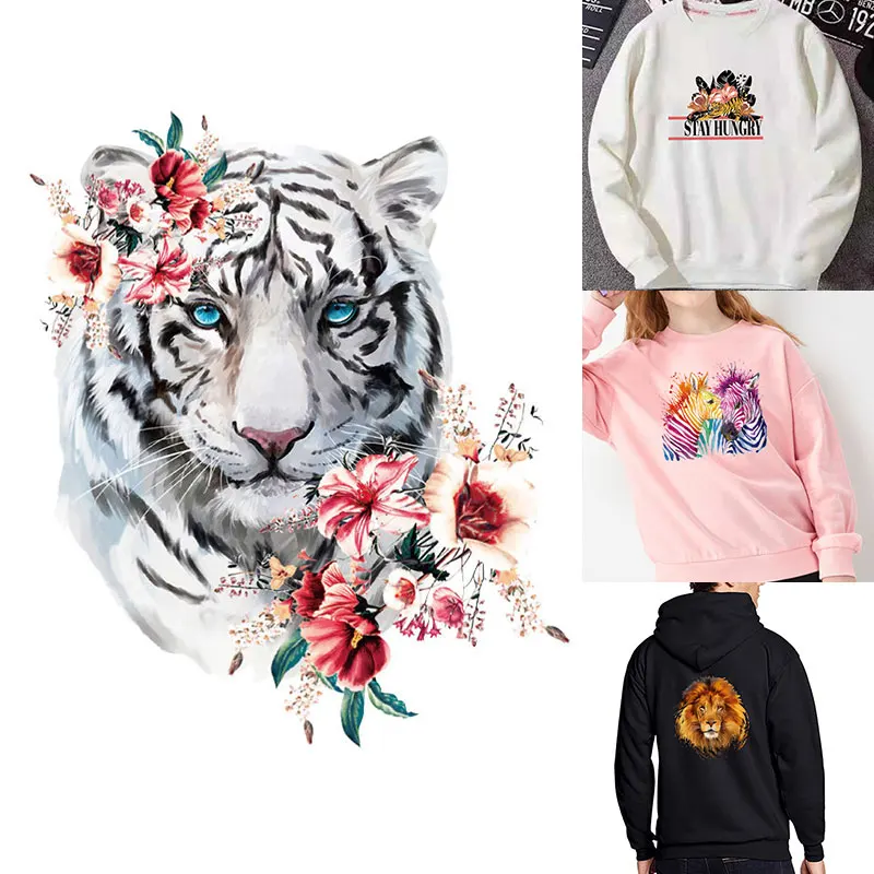 

Cartoon Animal Combination Iron On Patches Creative Cool Diy Clothing Printing Heat Transfer Sticker For Clothing Applique Badge