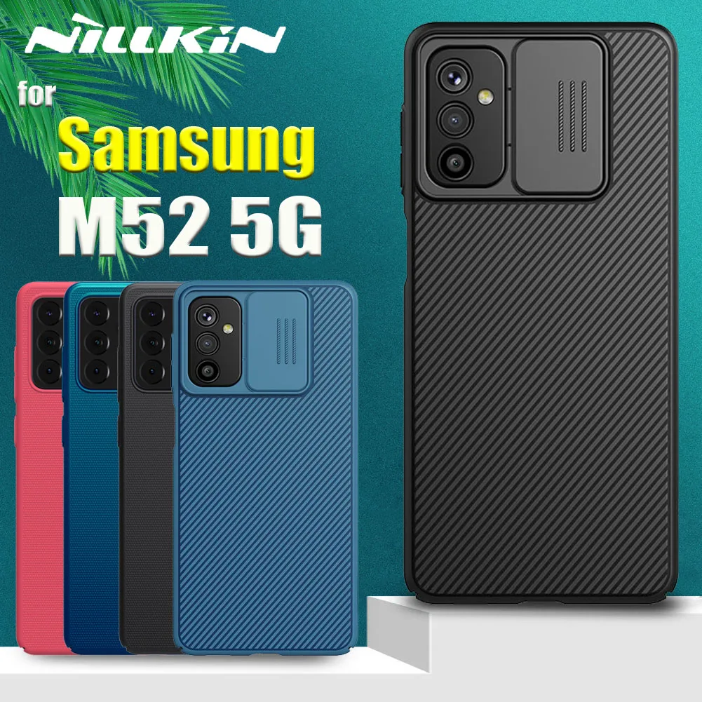 

For Samsung Galaxy M52 5G Case Nillkin Camera Protection Case Nilkin Slide Lens Protect Privacy Hard PC Frosted Shield Cover Bag