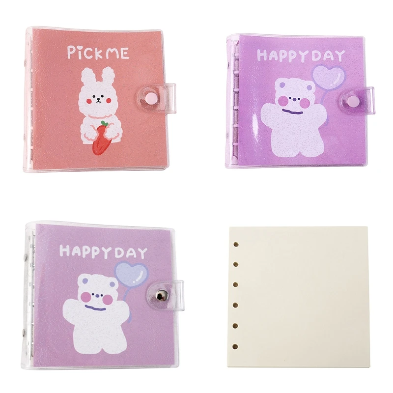 

Прозрачная папка из ПВХ на 6 колец, папка А7, сменная бумага, 40 листов, бумага без линейки, идеально подходит для детей, планировщик, дневник, б...