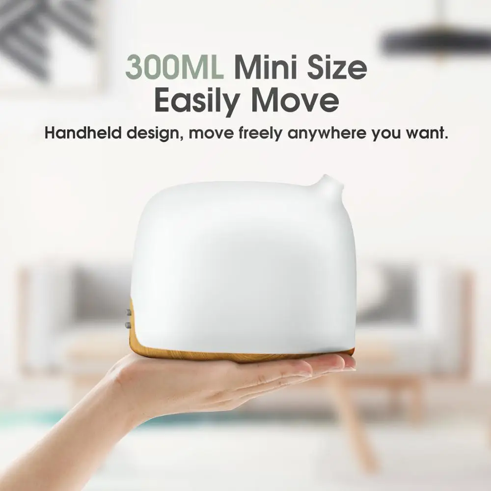 GX.Diffuser Mini 300ML Ultrasonic Air Humidifier Mist Maker 14 Colors Changing LED Light Essential Oil Diffuser for Office &ampHome | Бытовая