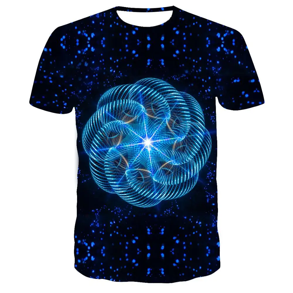 2019 Men's T-Shirt Blue Cool Print Galaxy Space 3D Casual Short Sleeve O-Shirt Sweatshirt Hip-Hop Street Suit Sh | Мужская одежда