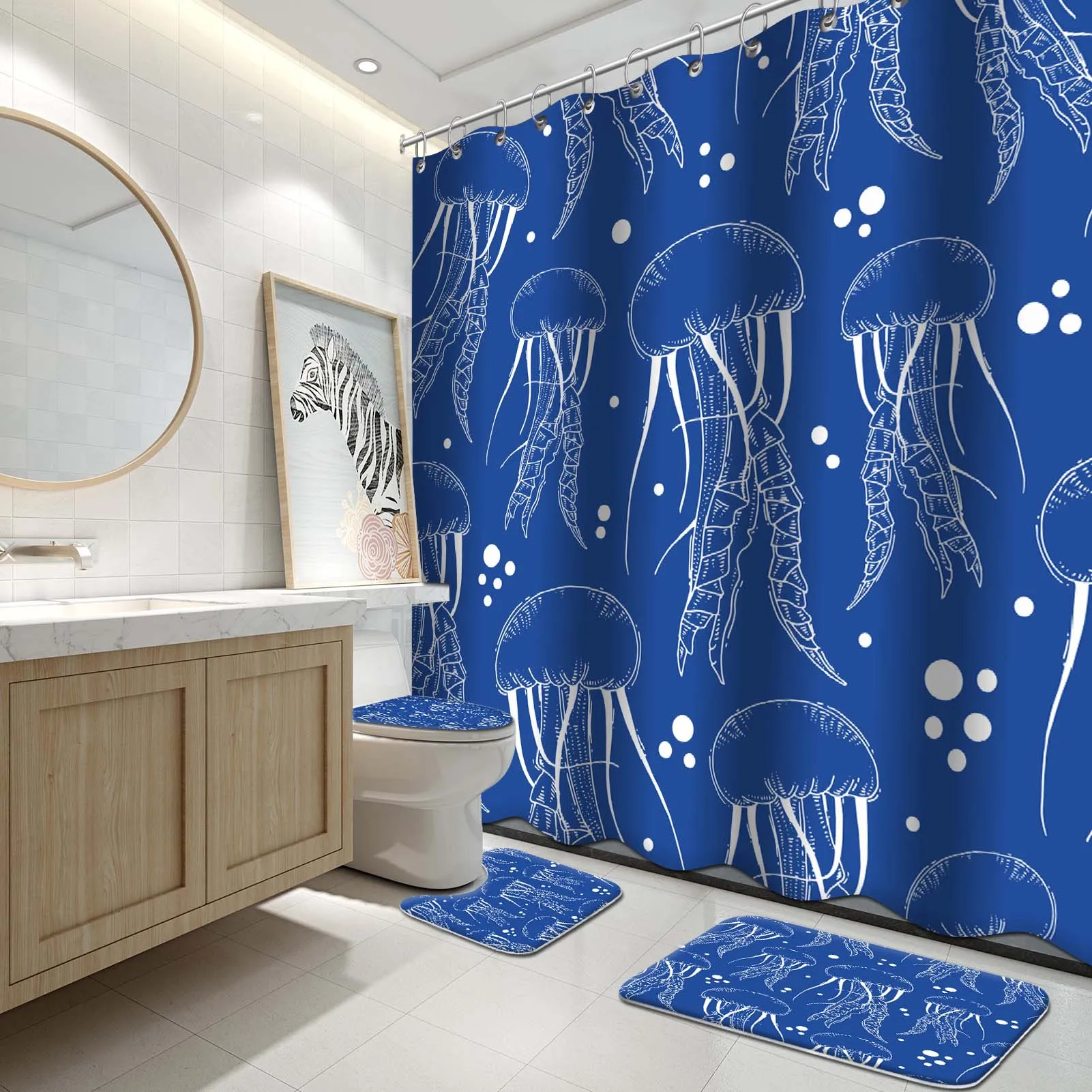 

Занавеска для душа с морской Медузой, 72 дюйма × 72 дюйма, 4 шт.