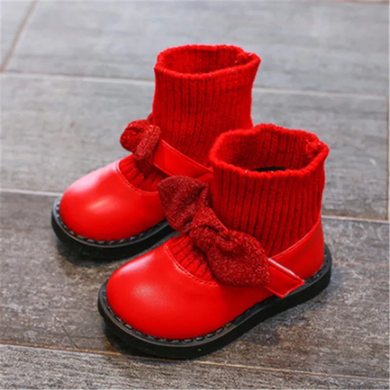 Сапоги для девочек ботильоны из искусственной кожи детская зимняя обувь малышей