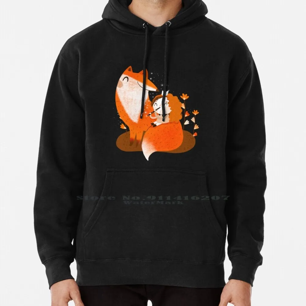 Blossom Hoodie Sweater 6xl Cotton Girls Cute Sweet Fox Children Flowers Music Flute Orange Brown Red Princess Queen Ginger