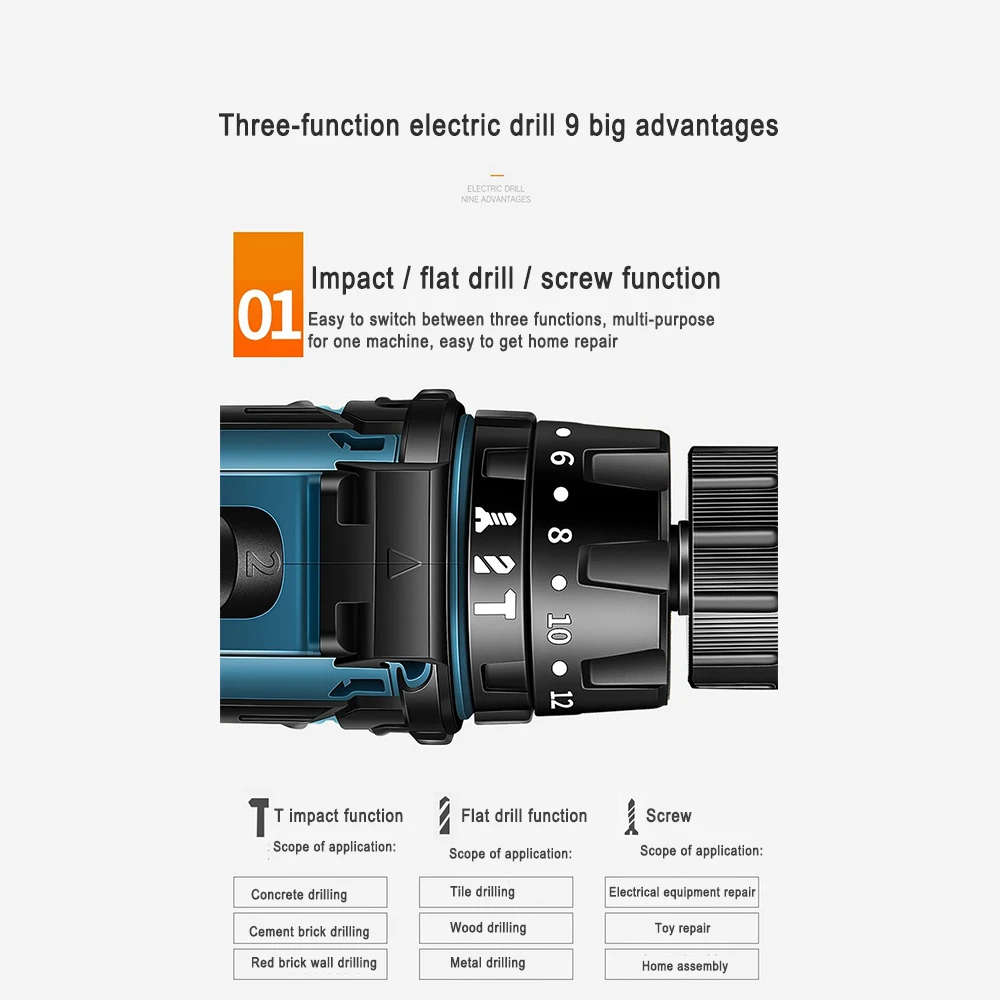 Ударная дрель электрическая ручная с литиевой батареей 16 8 в/36 В|Электрические
