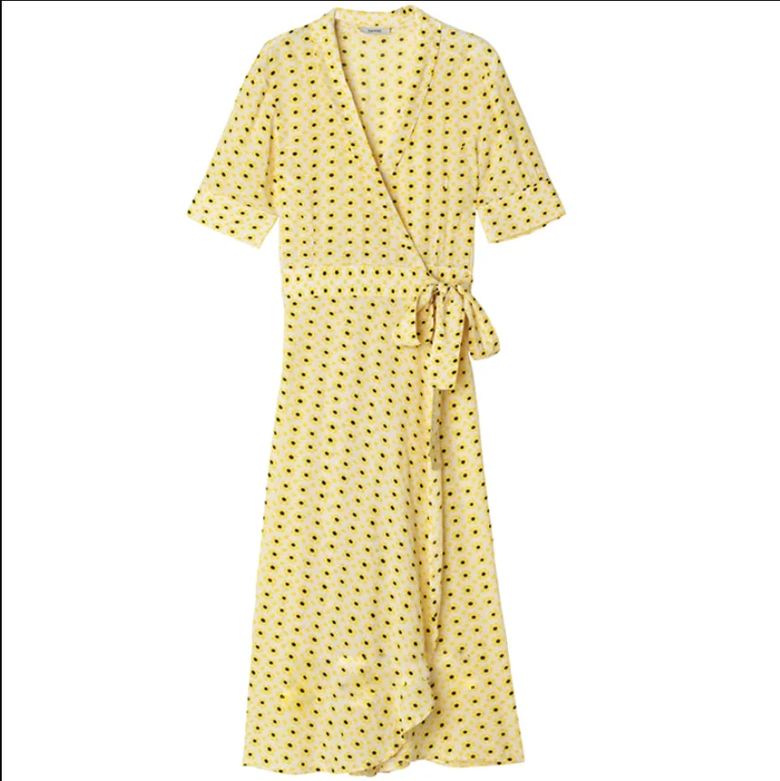 

2020 summer vintage floral French style dress women elegant v-neck slim lace up puff sleevw chiffon dress
