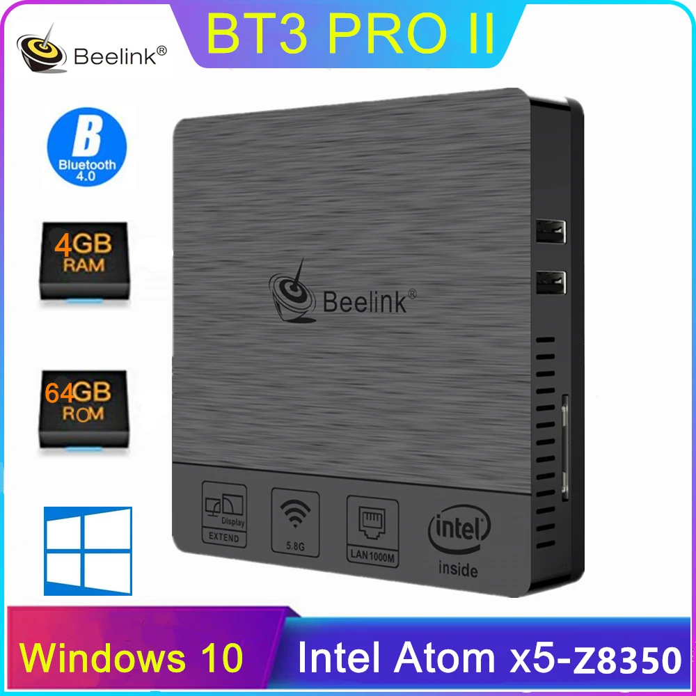 Beelink BT3 Pro II Мини ПК x5 Z8350 Четырехъядерный 4 Гб + 64 двухчастотный 2 4/5 8 ггц WiFi BT4.0 Смарт ТВ приставка Поддержка Windows