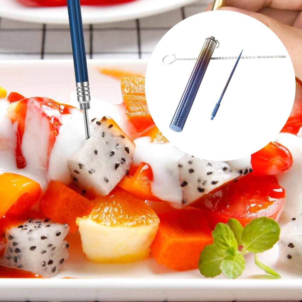 

Metal Toothpick Portable Pocket Reusable Titanium Toothopick For Outdoor Travel Picnic Hiking Camping Color Metal Toothpick