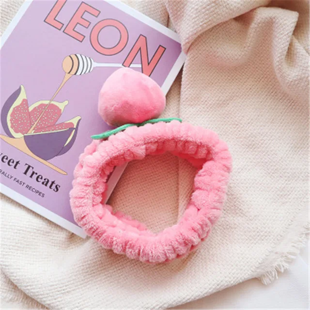 Pink Peach Повязка на голову из кораллового флиса с бантом для макияжа для женщин, женская маска для мытья лица, косметическая повязка на голову, эластичные мягкие аксессуары для волос в виде тюрбана - Цвет: Pink Peach