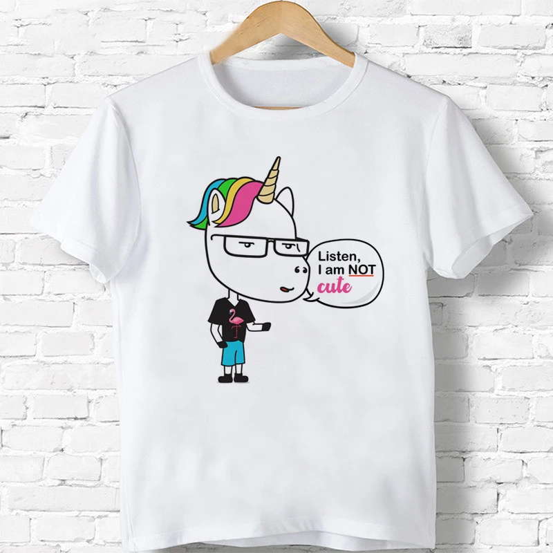 

Не милый Единорог для мальчиков/Для девочек, новая летняя одежда футболка рубашки для малышей с круглым вырезом и забавные детские футболки...