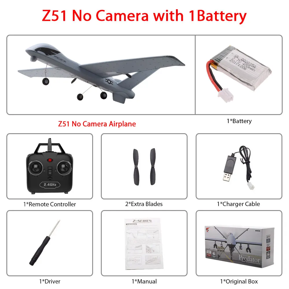 Z51 1B color box Радиоуправляемый самолет Z51 из ЕПП-пены с HD камерой 2 Мп или без камеры, 20 минут в полете - Цвет: Z51 1B color box