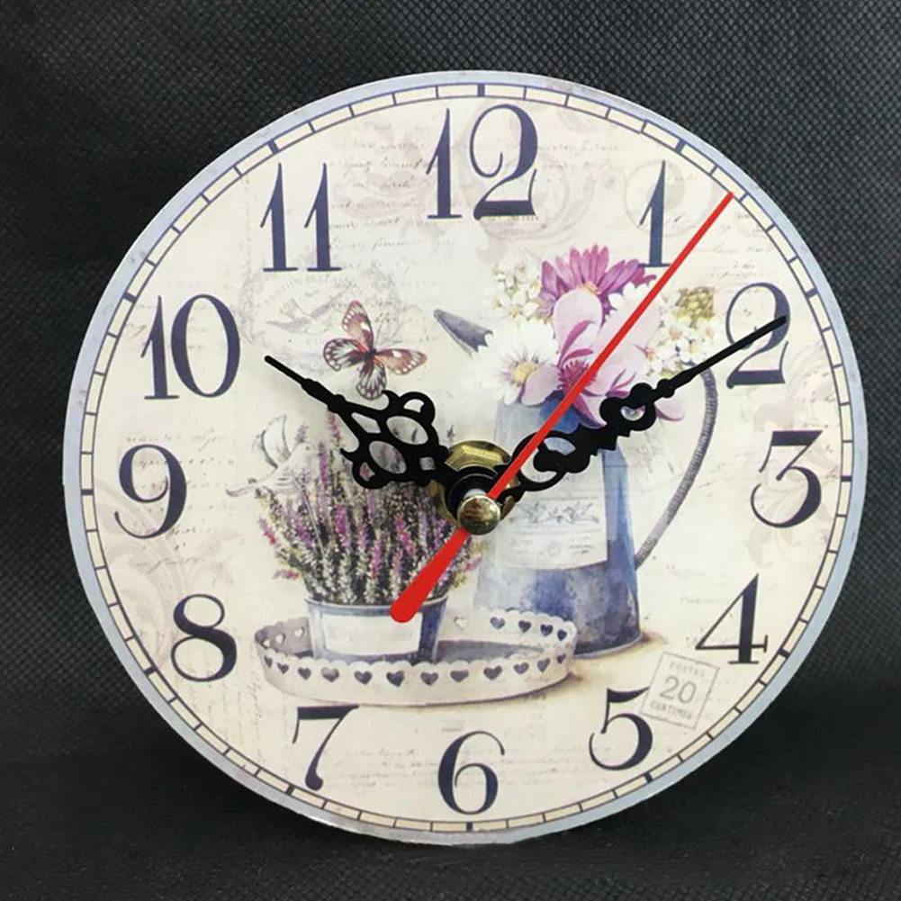 

12cm Kitchen Wooden Chic Office Home Antique Rustic Timer Shabby Vintage Wall Clock