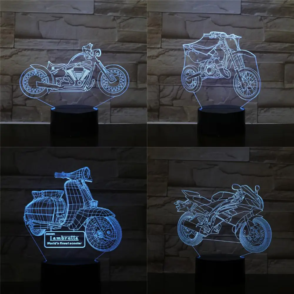 

Motorcycle 2019 3D LED Colors Bulbing Sensor Night Light Atmosphere Lighting Lamparas Cool Boy Dad Lover Gift Bedroom Desk Decor