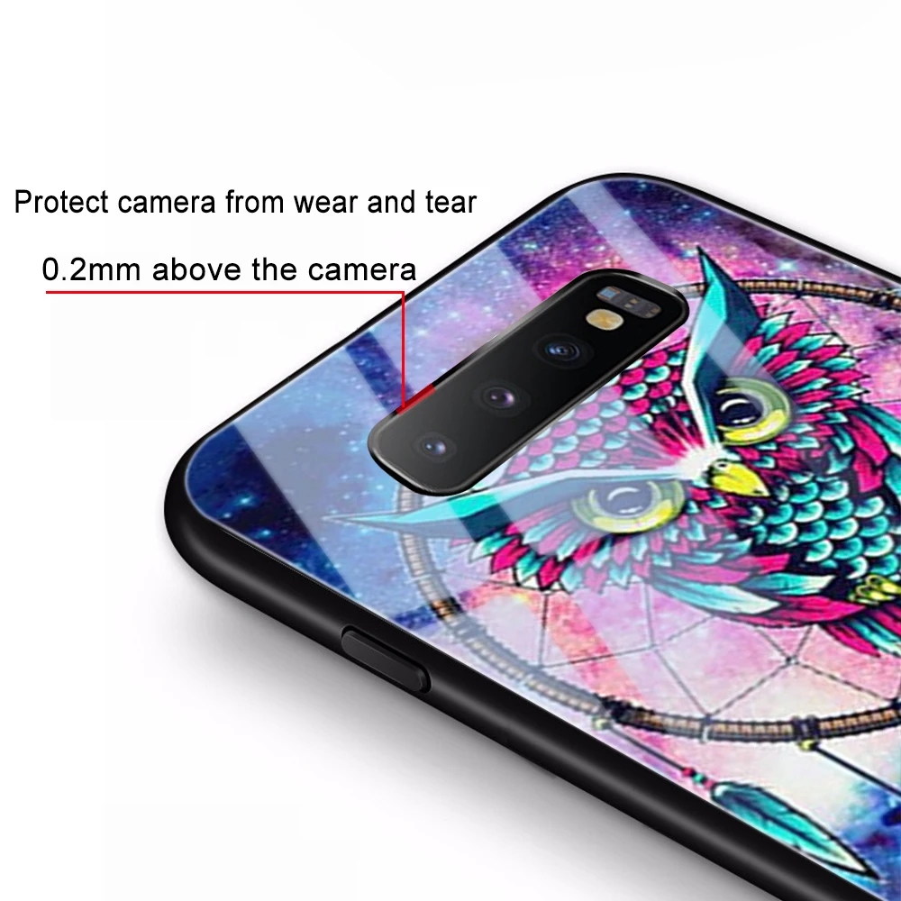 

Cute Owl Glass Case for Samsung Galaxy S21 A51 S20 A50 A71 A70 S10 S9 S8 A21S M31 S10e A20 A30 Note 20 10 9 8 Lite Plus Ultra