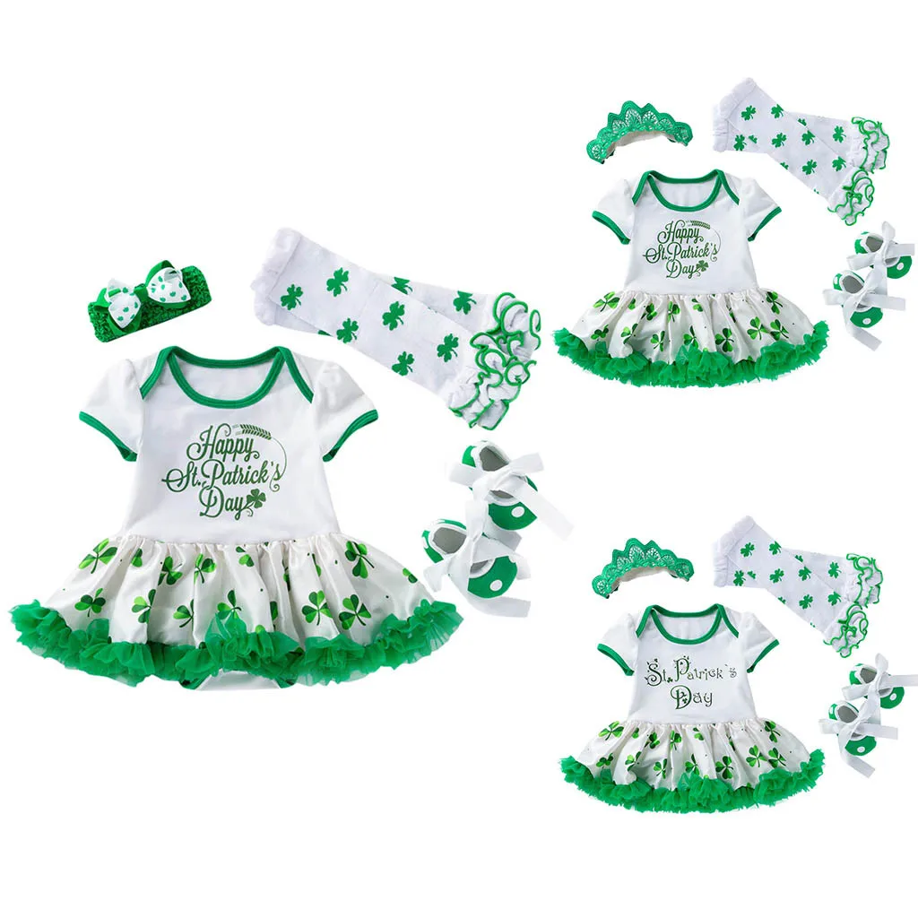 St. Patrick Shamrock пышная юбка повязка на голову чехлы для ног одежда девочки подростка