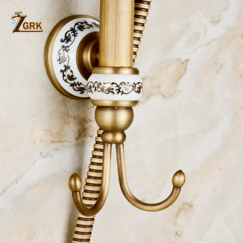 

Brass Luxury Bathroom Shower Antique Bronze Finished Wall Mounted Lifting Bathroom Shower Mixer Set Portable Shower