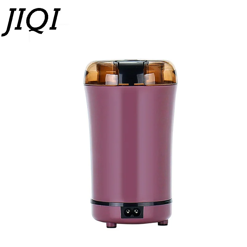 Фиолетовый JIQI, электрическая кофемолка, китайская медицина, травяная дробилка для орехов, мельница, измельчитель зерна, кофейные бобы, специи, шлифовальная машина, евро вилка - Цвет: Фиолетовый