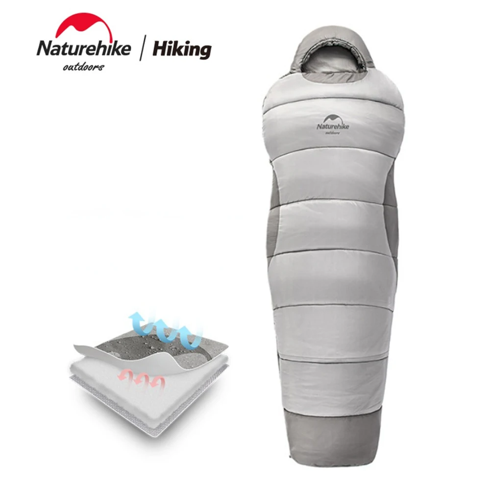 

Туристический спальный мешок Naturehike NH21MSD03, портативный, утепленный, теплый, из хлопка, устойчивый к холоду, для осени и зимы