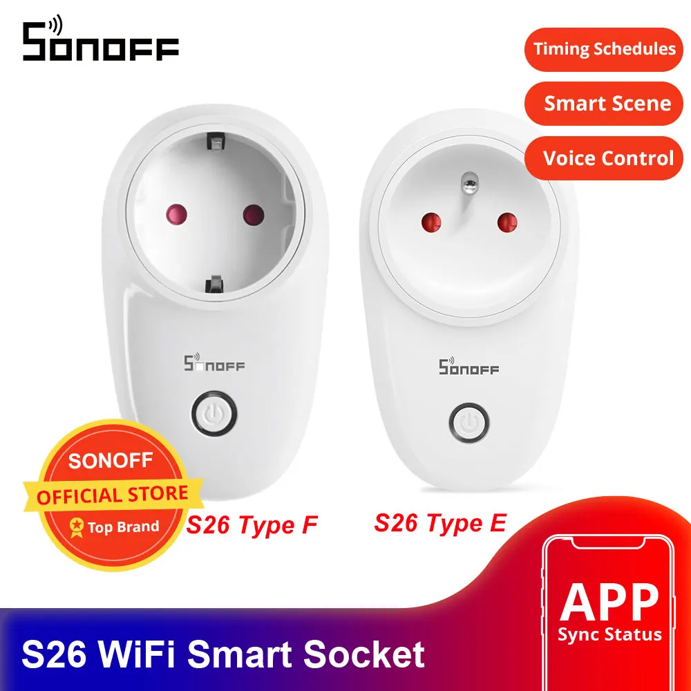 Интеллектуальный выключатель света SONOFF S26 ЕС умная розетка Wi Fi Мощность